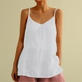 thumbnail image 1 of Tittly Spring Tops for Women Tank Top for Women Cotton Linen Camisole Tops For Women Spaghetti Strap Loose Fit Tank Top Summer 2025 Casual Sleeveless Shirts Sleeveless Top Vest for Women White XXL, 1 of 7