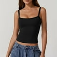thumbnail image 1 of Tittly Spring Tops for Women Tank Top for Women Lace Top Double Lined Tank Top Spaghetti Strap Club Shirt Square Neck Vest Sleeveless Top Vest for Women Black L, 1 of 5