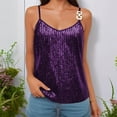 thumbnail image 1 of Tittly Spring Tops for Women Tank Top for Women Sequins Camisole Tops For Women Holiday Night Club Concert Outfits Spaghetti Strap Glitter Tank Tops Sleeveless Top Vest for Women Purple S, 1 of 6