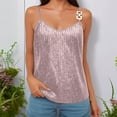thumbnail image 1 of Tittly Spring Tops for Women Tank Top for Women Sequins Camisole Tops For Women Holiday Night Club Concert Outfits Spaghetti Strap Glitter Tank Tops Sleeveless Top Vest for Women Pink XL, 1 of 6