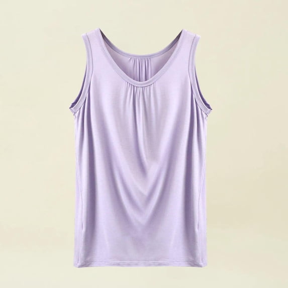 Tittly Vest for Women Tank Tops Women's Spring And Summer Camisole Loose Pleated Home Top Sleeveless Inner T Shirt Base Shirt T Shirts for Women Waistcoat Vest Purple 3XL