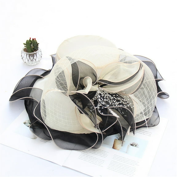 Tittly Sun Hats Beach Hats Hat Wide Brim Tea Bridal Dress Church Hat Wide Brim Hats Summer Hats Beige One Size