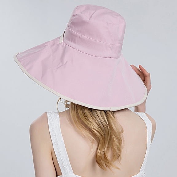 Tittly Sun Hats Beach Hats Women Outdoor Sun Hat All Tethered Double Sided Large Brimmed Sun Hat Wide Brim Hats Hats for Women Pink One Size