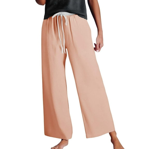 Tittly Sweatpants Women Lounge Pants Women Summer Pants Women's Fashionable Casual High Waist Drawstring Wide Leg Pants Baggy Pants Wide Leg Pants Woman Rose Gold L