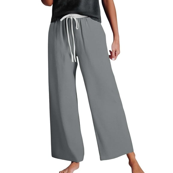 Tittly Sweatpants Women Lounge Pants Women Summer Pants Women's Fashionable Casual High Waist Drawstring Wide Leg Pants Baggy Pants Wide Leg Pants Woman Grey L