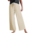 thumbnail image 1 of Tittly Sweatpants Women Lounge Pants Women Summer Pants Women's Fashionable Casual High Waist Drawstring Wide Leg Pants Baggy Pants Wide Leg Pants Woman Beige XXL, 1 of 5