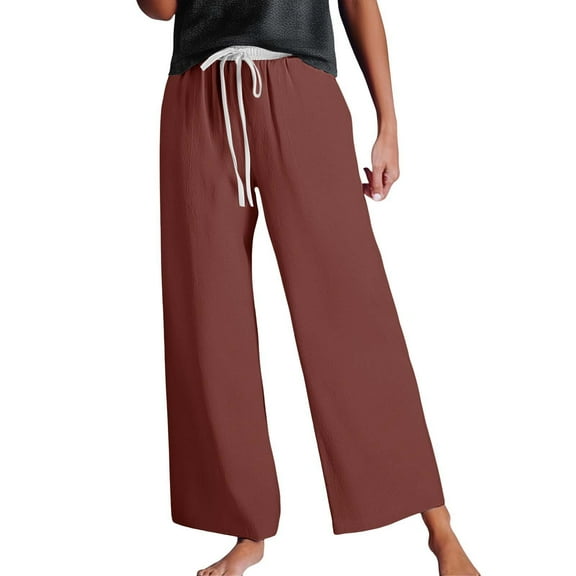 Tittly Sweatpants Women Lounge Pants Women Summer Pants Women's Fashionable Casual High Waist Drawstring Wide Leg Pants Baggy Pants Wide Leg Pants Woman Brown L