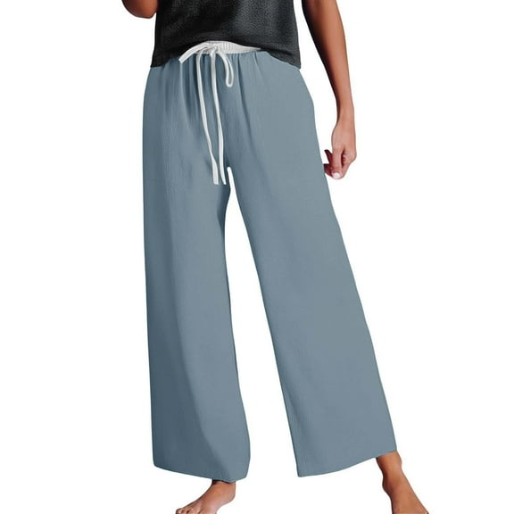 Tittly Sweatpants Women Lounge Pants Women Summer Pants Women's Fashionable Casual High Waist Drawstring Wide Leg Pants Baggy Pants Wide Leg Pants Woman Light Blue L