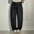 thumbnail image 1 of Tittly Sweatpants Women Lounge Pants Women Women's Casual Loose Harem Jeans Baggy Wide Leg Jeans High Waisted Washed Distressed Straight Leg Denim Pants Baggy Pants Jeans for Women Black L, 1 of 5