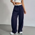 thumbnail image 1 of Tittly Sweatpants Women Lounge Pants Women Women's Casual Pants High Waisted Patchwork Simple Vertical Suit Pants Womens Pants Comfy Pants Women Dark Blue M, 1 of 7