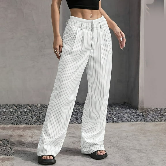 Tittly Sweatpants Women Lounge Pants Women Women's Casual Pants High Waisted Patchwork Simple Vertical Suit Pants Womens Pants Comfy Pants Women White XL