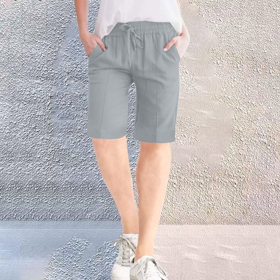 Tittly Sweatpants Women Lounge Pants Women Women's Cotton Casual Loose Plus Size Elastic Waist Shorts Side Pocket Quarter Pants Pants Shorts for Women Womens Pants Grey 3XL