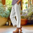 thumbnail image 1 of Tittly Sweatpants Women Lounge Pants Women Women's Linen Pants With Drawstring Petite Summer Beachwear Lightweight Elastic Waist Pants Womens Pants Comfy Pants Women White L, 1 of 4
