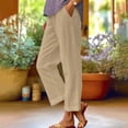 thumbnail image 1 of Tittly Sweatpants Women Lounge Pants Women Women's Loose Pocket Cotton And Linen Casual Pants Womens Pants Linen Pants Women Khaki XXL, 1 of 6