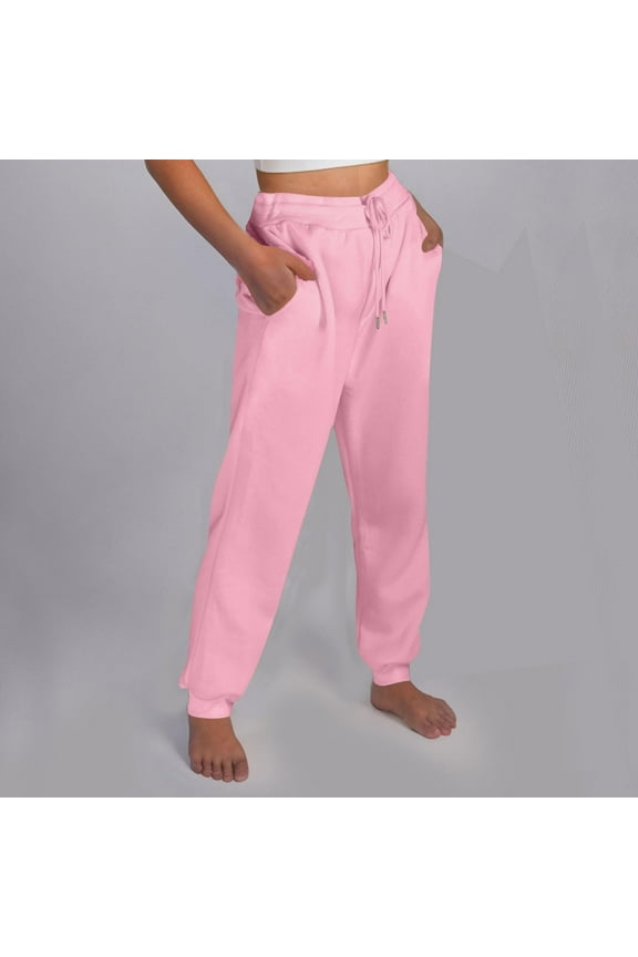 Sweatpants Women Pants for Women Trendy Straight Leg Sweatpants For Women Bottom Fleece Joggers Drawstring High Waited Tapered Yoga Pants With Pockets Sweatpants for Women Womens Pants Pink XL