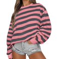 thumbnail image 1 of Tittly Sweatshirt for Women Womens Pullover Oversized Sweatshirt For Women Striped Pullover Crewneck Long Sleeve Shirts Crewneck Sweatshirts Women Graphic Sweatshirts for Women Pink S, 1 of 4