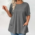 thumbnail image 1 of Tittly T Shirts for Women Basic Tees Plus Size Tops For Women Summer Petal Sleeve Casual Tshirts Short Sleeve Tunic Blouses Tshirts Shirts Spring Tops for Women Grey XXL, 1 of 7