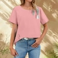 thumbnail image 1 of Tittly T Shirts for Women Basic Tees Short Sleeved T Shirt For Women In Summer Large Size Loose Fit Belly Covering Slimming And Versatile Top Tshirts Shirts Spring Tops for Women Pink M, 1 of 9