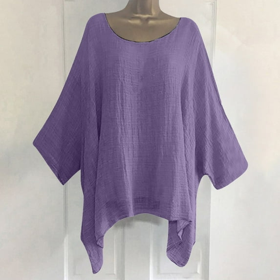 Tittly T Shirts for Women Basic Tees Women's Fashionable And Casual Large Size Loose Cotton Nine Point Sleeve Top T Shirt Tshirts Shirts Tops for Women Trendy Grey 5XL