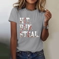 thumbnail image 1 of Tittly T Shirts for Women Graphic Tees Hit Run Steal Women's Letter Baseball Print Round Neck Short Sleeve T Shirt Top Tshirts Shirts Womens Tops Grey XL, 1 of 4