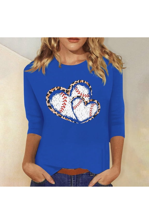 T Shirts for Women Graphic Tees Women Baseball Mom Tshirt Baseball Heart Graphic Tee Funny Short Sleeve Tops Tshirts Shirts Spring Tops for Women Blue XXL
