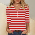 thumbnail image 1 of Tittly T Shirts for Women Graphic Tees Women's Casual 3/4 Sleeve T Shirts V Neck Tunic Tops Cute Tees Blouses Loose Fit Business Work Tee Top Tshirts Shirts Spring Tops for Women Red S, 1 of 5