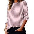 thumbnail image 1 of Tittly T Shirts for Women Graphic Tees Women's Casual Striped Long Sleeve Tops Crew Neck Knit Ribbed Basic T Shirts Womens Long Sleeve Tops Tshirts Shirts Pink M, 1 of 6