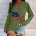 thumbnail image 1 of Tittly T Shirts for Women Graphic Tees Women's Fashionable And Casual V Neck Retro Printed Long Sleeve Top T Shirt Tshirts Shirts Spring Tops for Women Green 3XL, 1 of 5