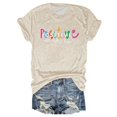 thumbnail image 1 of Tittly T Shirts for Women Graphic Tees Women's POSITIVE Printed Crew Neck Multi Color Multi Size Summer Split Sleeve Tshirts Shirts Womens Tops Beige L, 1 of 3