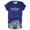thumbnail image 1 of Tittly T Shirts for Women Graphic Tees Women's POSITIVE Printed Crew Neck Multi Color Multi Size Summer Split Sleeve Tshirts Shirts Womens Tops Blue XXL, 1 of 3