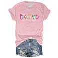 thumbnail image 1 of Tittly T Shirts for Women Graphic Tees Women's POSITIVE Printed Crew Neck Multi Color Multi Size Summer Split Sleeve Tshirts Shirts Womens Tops Pink L, 1 of 4