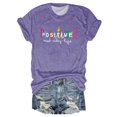 thumbnail image 1 of Tittly T Shirts for Women Graphic Tees Women's POSITIVE Printed Crew Neck Multi Color Multi Size Summer Split Sleeve Tshirts Shirts Womens Tops Purple XL, 1 of 3