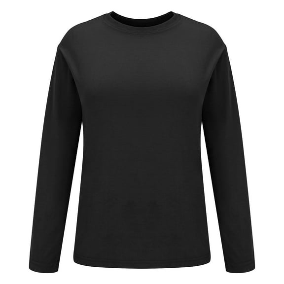 Tittly T Shirts for Women Graphic Tees Womens Oversized Long Sleeve T Shirts Basic Crewneck Tee Fall Tops Casual Workout Fashion Casual Clothes Womens Long Sleeve Tops Tshirts Shirts Black L