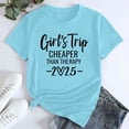 thumbnail image 1 of Tittly T Shirts for Women Spring Tops for Women Girl's Trip 2025 T Shirt Women's Fashion Round Neck Casual Short Sleeves Graphic Tees Tshirts Shirts Light Blue XL, 1 of 5