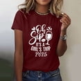 thumbnail image 1 of Tittly T Shirts for Women Spring Tops for Women Girl's Trip 2025 T Shirt Women's Fashion Round Neck Casual Short Sleeves Graphic Tees Tshirts Shirts Wine L, 1 of 5