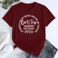 thumbnail image 1 of Tittly T Shirts for Women Spring Tops for Women Girl's Trip 2025 T Shirt Women's Fashion Round Neck Casual Short Sleeves0 Graphic Tees Tshirts Shirts Wine 3XL, 1 of 5