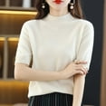 thumbnail image 1 of Tittly T Shirts for Women Spring Tops for Women Women Base Sweater Solid Crewneck Knitwear Short Sleeve Pullover Slim Knitted Bottoming Shirt For Autumn Winter Tshirts Shirts Basic Tees White XXL, 1 of 4