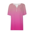 thumbnail image 1 of Tittly T Shirts for Women Spring Tops for Women Women's 2025 Summer Vacation Fashion V Neck Short Sleeved Shirt Casual Loose Comfortable Tunic Tshirts Shirts Basic Tees Hot Pink XXL, 1 of 3