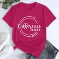 thumbnail image 1 of Tittly T Shirts for Women Spring Tops for Women Women's Difference Maker Para Printed T Shirt Cotton Round Neck Casual Short Sleeves Graphic Tees Tshirts Shirts Hot Pink XXL, 1 of 4