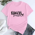 thumbnail image 1 of Tittly T Shirts for Women Spring Tops for Women Women's Just A Small Town Teacher Printed T Shirt Cotton Round Neck Casual Short Sleeves Graphic Tees Tshirts Shirts Pink S, 1 of 4