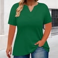 thumbnail image 1 of Tittly T Shirts for Women Spring Tops for Women Women's Loose Plus Size V Neck Solid Color Short Sleeved T Shirt Top Tshirts Shirts Basic Tees Green L, 1 of 5