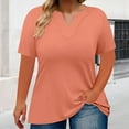 thumbnail image 1 of Tittly T Shirts for Women Spring Tops for Women Women's Loose Plus Size V Neck Solid Color Short Sleeved T Shirt Top Tshirts Shirts Basic Tees Orange XL, 1 of 5