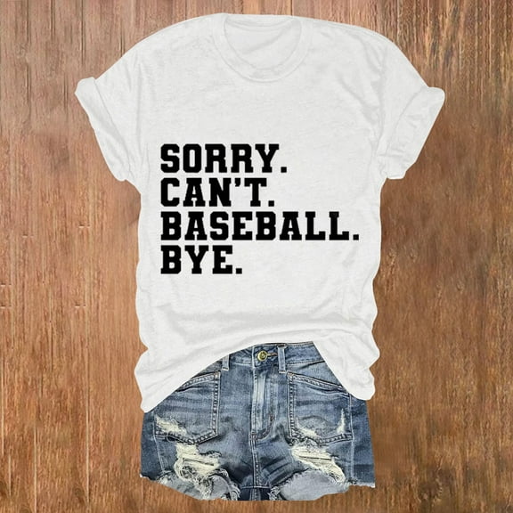 Tittly T Shirts for Women Spring Tops for Women Women's Spring/summer Baseball Print Loose T Shirt Short Sleeve Top Graphic Tees Tshirts Shirts White M