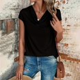 thumbnail image 1 of Tittly T Shirts for Women Spring Tops for Women Womens Fashion Tops Short Sleeve Cowl Neck Shirts Trendy 2025 Casual Outfits Ladies Top Blouses Tshirts Shirts Basic Tees Black XXL, 1 of 5