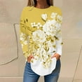 thumbnail image 1 of Tittly T Shirts for Women Tshirts Shirts Womens Blouses Casual Fall Tshirts Shirts Long Sleeve Cute Tops Floral Tunics Tops Crew Neck Sweatshirts Womens T Shirts Gym Clothes for Woman Yellow 3XL, 1 of 5