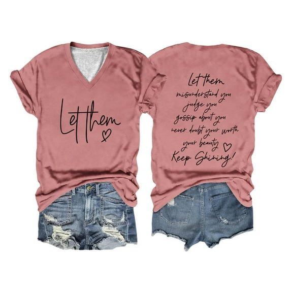 Tittly T Shirts for Women V Neck T Shirts Shirt For Women Let Them Misunderstand You T Shirt Inspirational Graphic Tees Motivational Gift Tops Graphic Tees Tshirts Shirts Rose Gold XL