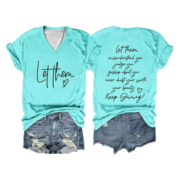 Tittly T Shirts for Women V Neck T Shirts Shirt For Women Let Them Misunderstand You T Shirt Inspirational Graphic Tees Motivational Gift Tops Graphic Tees Tshirts Shirts Sky Blue M