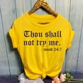 thumbnail image 1 of Tittly T Shirts for Women Womens Tops Top Print Blouses T-Shirt Women Fashion Short Sleeve O-Neck Letter Casual Women's Blouse New Years Eve Outfits Women Womens Summer Tops Graphic Tees Yellow 4XL, 1 of 4
