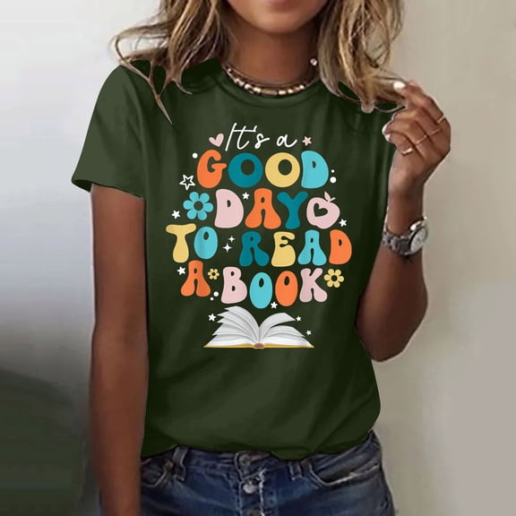 Tittly T Shirts for Women Graphic Tees It's A Good Day To Read A Book World Book Day 2025 Costume T Shirt Tshirts Shirts Tops for Women Trendy AG L