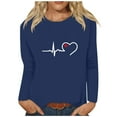 thumbnail image 1 of Tittly T Shirts for Women Graphic Tees Ladies Fashion Long Sleeve Round Neck T Shirt Womens Long Sleeve Tops Tshirts Shirts Navy M, 1 of 5